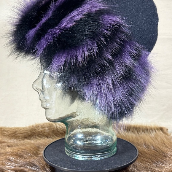 Purple Fox Fur Hat